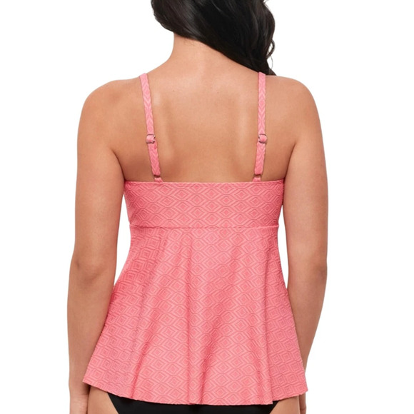 Swim Solutions Womens Textured Underwire Swim Tankini Guava Size 14 16155 - Picture 3 of 3